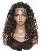 Lola - 16" Pre Bleached HD Full Lace Boho Locs Wig With Human Hair Boho Curls