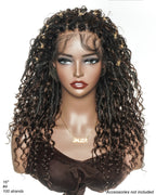 Lola - 16" Pre Bleached HD Full Lace Boho Locs Wig With Human Hair Boho Curls