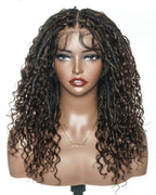 Lola - 16" Pre Bleached HD Full Lace Boho Locs Wig With Human Hair Boho Curls