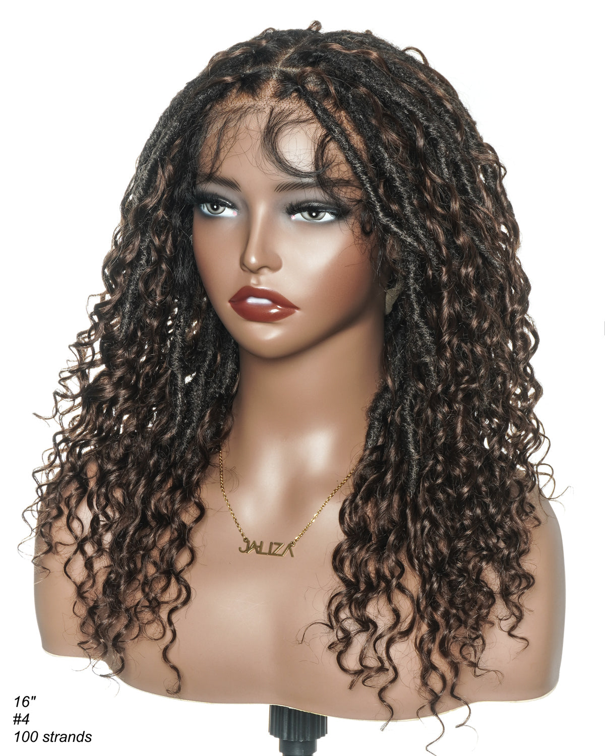 Lola - 16" Pre Bleached HD Full Lace Boho Locs Wig With Human Hair Boho Curls