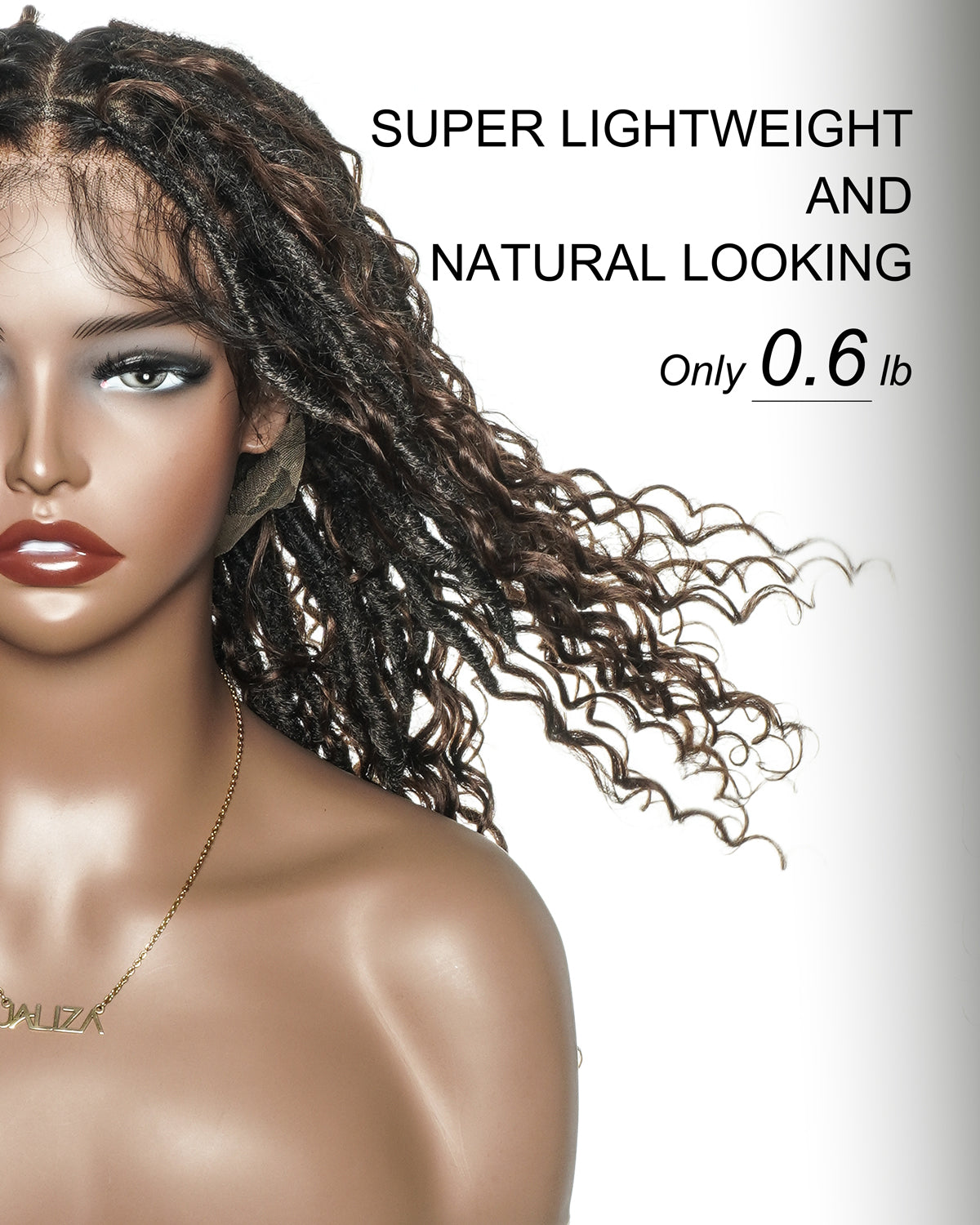 Lola - 16" Pre Bleached HD Full Lace Boho Locs Wig With Human Hair Boho Curls