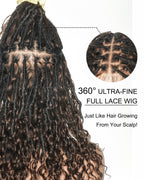 Lola - 16" Pre Bleached HD Full Lace Boho Locs Wig With Human Hair Boho Curls