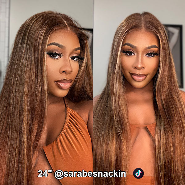 Straight Hair 4/27 Highlight Ombre Color Wear Go Glueless Wig Pre-Cut Lace Beginner Friendly