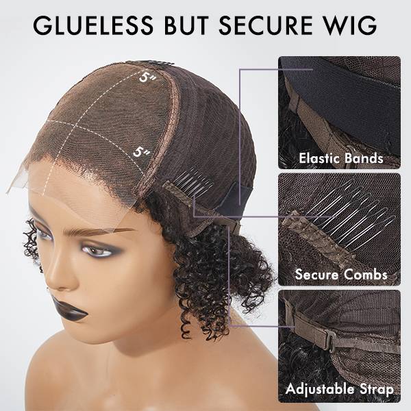 Limited Restock | 4C Edges | Kinky Edges Deep Wave 5x5 Closure Lace Glueless C Part Short Wig - US Only