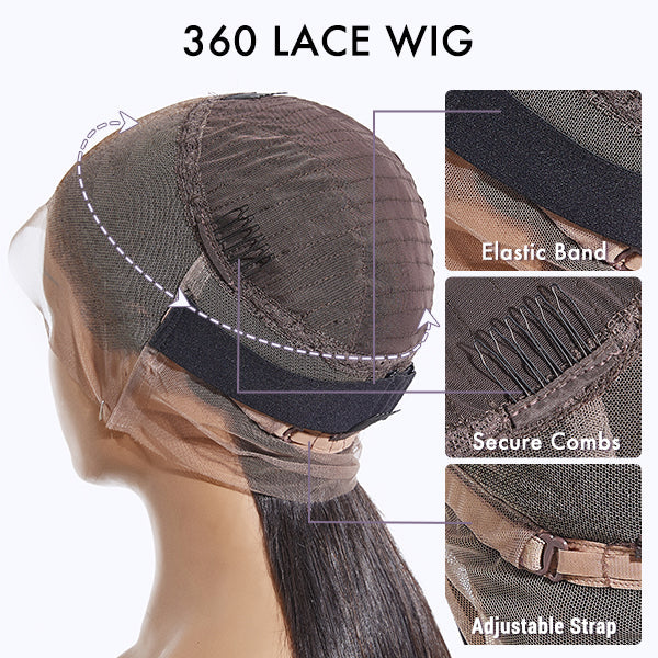180% Density | 360 Lace Pre-Plucked Long Wig (Body Wave / Straight / Water Wave)