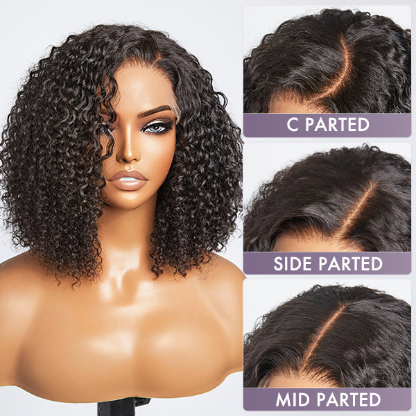 Breathable Cap Afro Curly Left C Part Glueless 5x5 Closure Lace Wig Beginner Friendly - US ONLY