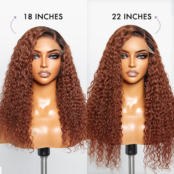 Reddish Brown Ombre Water Wave Glueless 5×5 Closure Lace Wig Pre-bleached