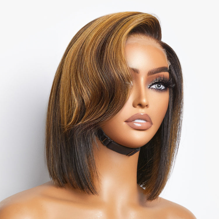 Mix Ombre Highlights Glueless 5x5 Closure HD Lace Bob Wig
