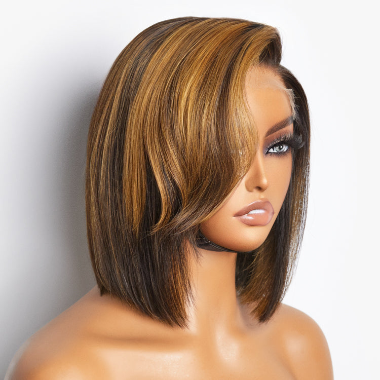 Mix Ombre Highlights Glueless 5x5 Closure HD Lace Bob Wig