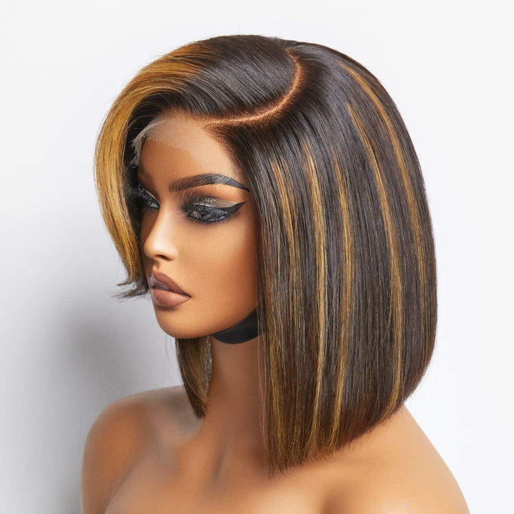 Mix Ombre Highlights Glueless 5x5 Closure HD Lace Bob Wig