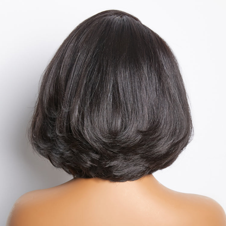 Toffee Brown Mix Blonde / Natural Black Layered Cut Glueless 5x5 Closure Lace Bob Wig