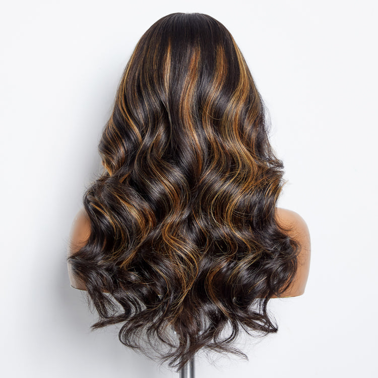 Loose Wave 5x5 Closure Lace Glueless Human Hair Long Wig with Cute Bangs