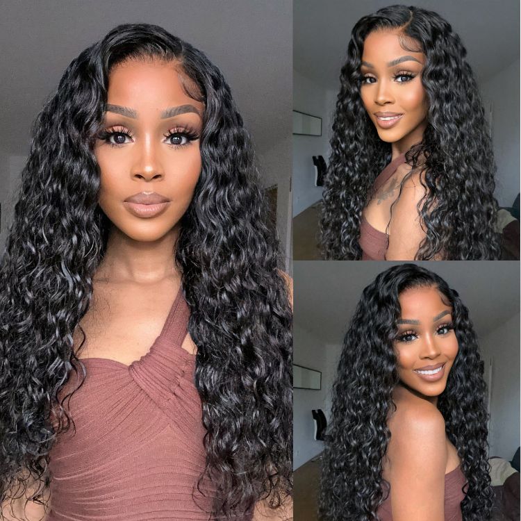 Breathable Cap Deep Left C Part Water Wave Glueless 5x5 Closure HD Lace Wig - US Only