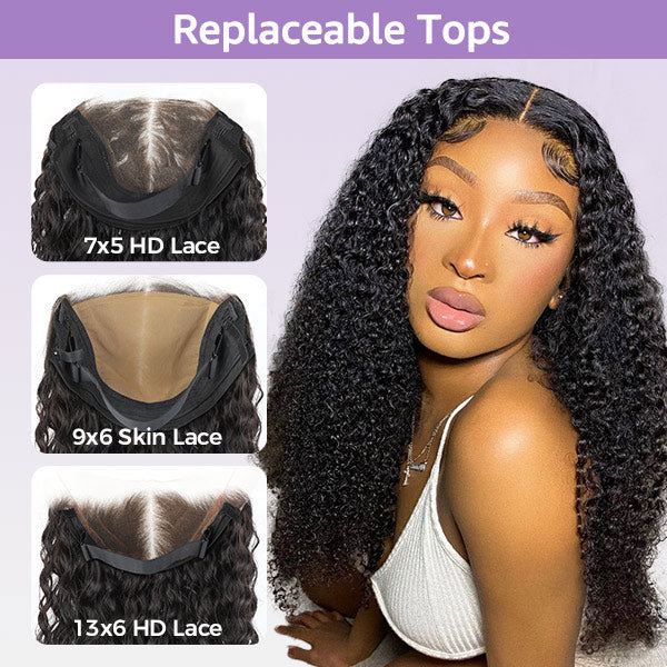 Kinky Curly Replaceable Zip Lace Tops For Block Wig