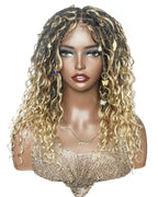 Lola - 16" Pre Bleached HD Full Lace Boho Locs Wig With Human Hair Boho Curls