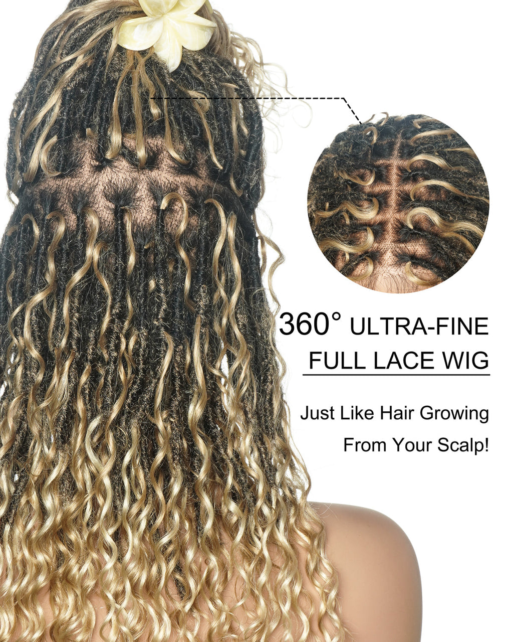 Lola - 16" Pre Bleached HD Full Lace Boho Locs Wig With Human Hair Boho Curls