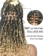 Lola - 16" Pre Bleached HD Full Lace Boho Locs Wig With Human Hair Boho Curls