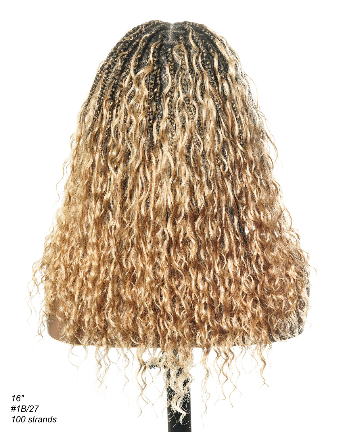 Kiki - 16" Pre Bleached HD Full Lace Human Hair Curls HD Full Lace Knotless Boho Box Braided Wig