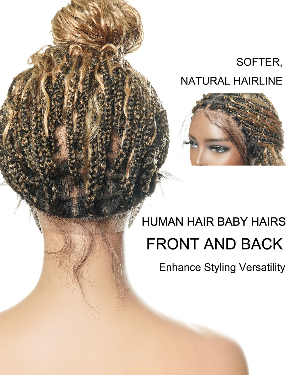 Kiki - 16" Pre Bleached HD Full Lace Human Hair Curls HD Full Lace Knotless Boho Box Braided Wig