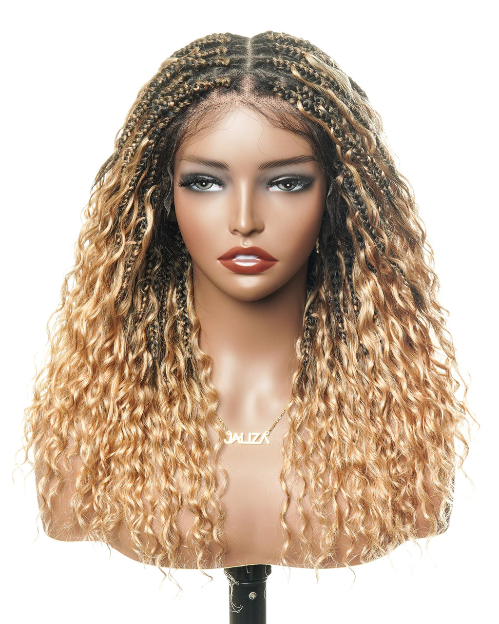 Kiki - 16" Pre Bleached HD Full Lace Human Hair Curls HD Full Lace Knotless Boho Box Braided Wig