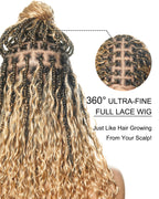 Kiki - 16" Pre Bleached HD Full Lace Human Hair Curls HD Full Lace Knotless Boho Box Braided Wig