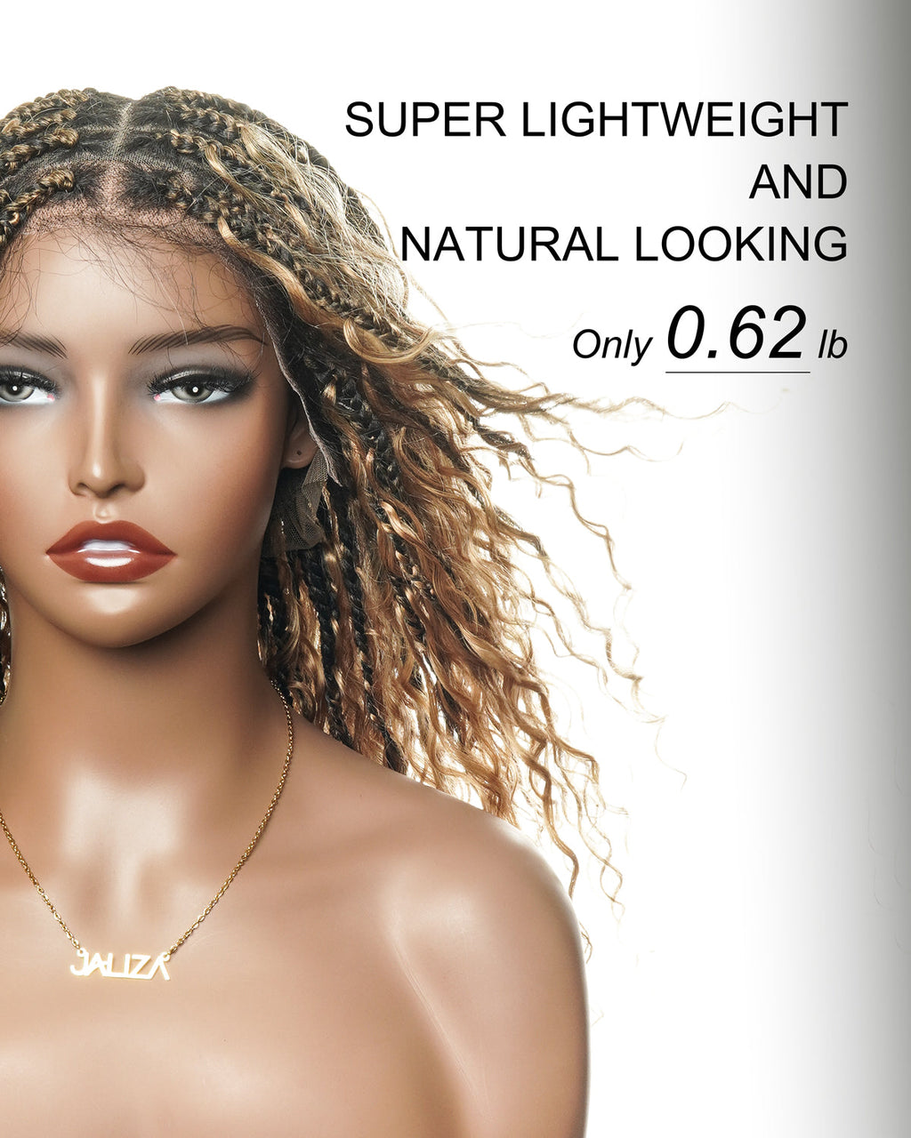 Kiki - 16" Pre Bleached HD Full Lace Human Hair Curls HD Full Lace Knotless Boho Box Braided Wig