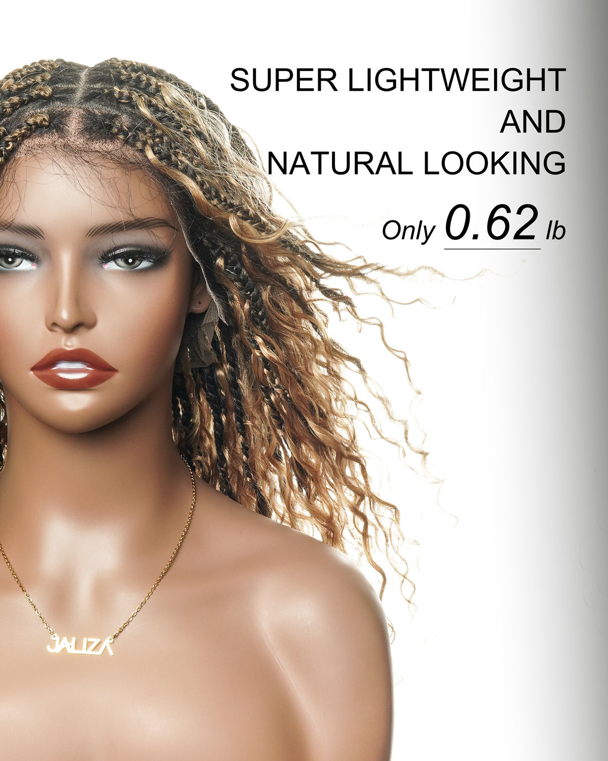 Kiki - 16" Pre Bleached HD Full Lace Human Hair Curls HD Full Lace Knotless Boho Box Braided Wig