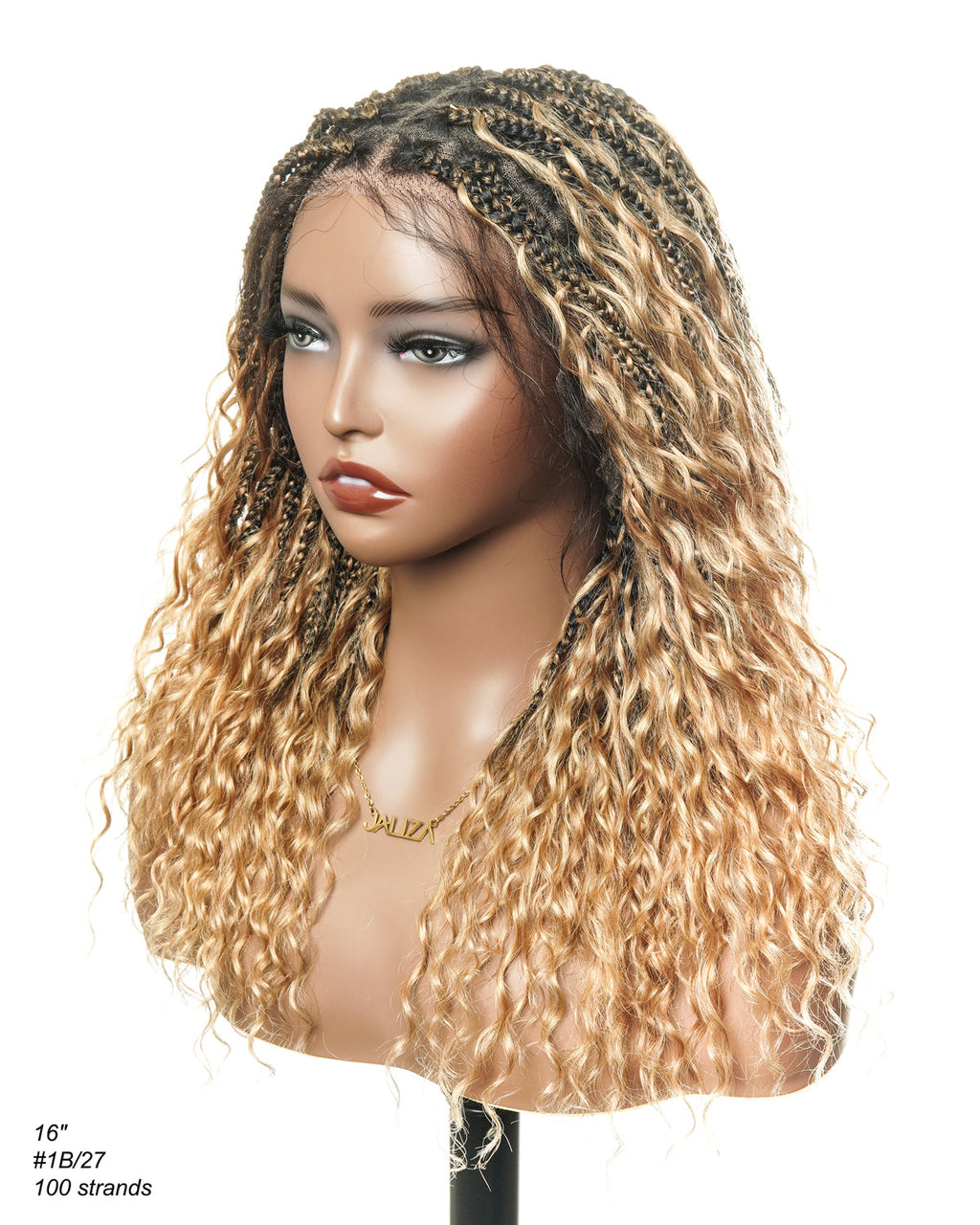 Kiki - 12"-36" Human Hair Deep Wave Curls Pre Bleached Knotless HD Full Lace Boho Box Braided Wig