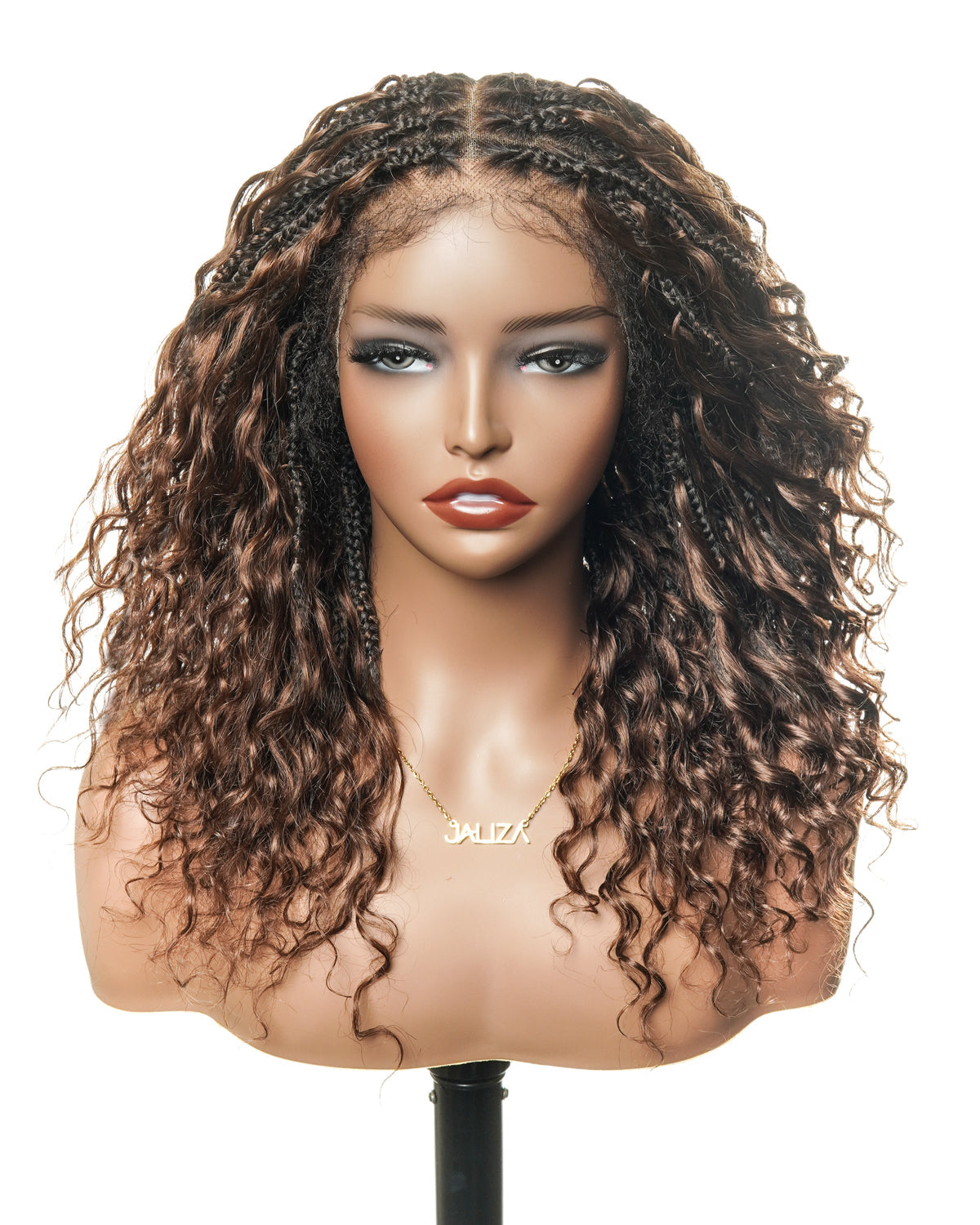 Kiki - 16" Pre Bleached HD Full Lace Human Hair Curls HD Full Lace Knotless Boho Box Braided Wig