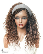 Kiki - 12"-36" Human Hair Deep Wave Curls Pre Bleached Knotless HD Full Lace Boho Box Braided Wig
