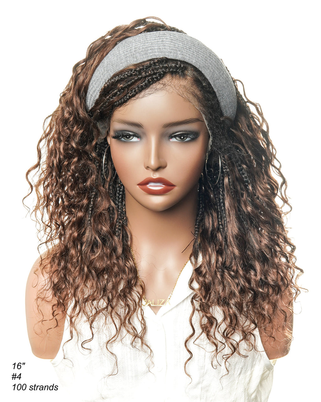 Kiki - 16" Pre Bleached HD Full Lace Human Hair Curls HD Full Lace Knotless Boho Box Braided Wig