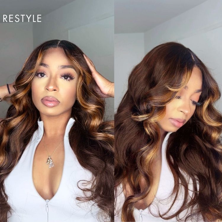 Breathable Cap Blonde Highlight Loose Wave Glueless 5x5 Closure HD Lace Wig