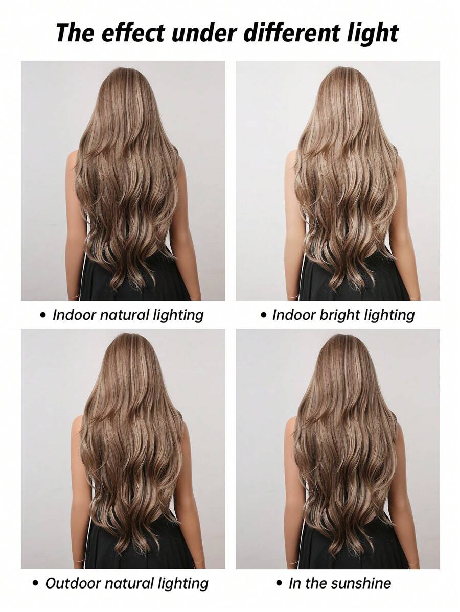 28 "Long Curly Hair Wig With Bangs Ombre Brown Wig For Women Synthetic Wig For Everyday Parties Festival Travel Music Festivals Holiday Gifts