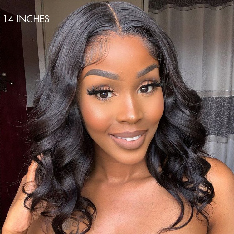 Natural Black Loose Body Wave 5x5 Closure HD Lace Glueless Mid Part Long Wig