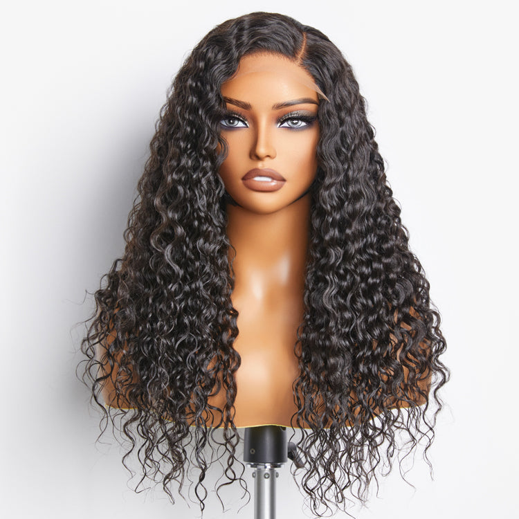 Natural Black Funmi Curly Glueless 5x5 Closure Lace Wig  | Large & Small Cap Size - US Only
