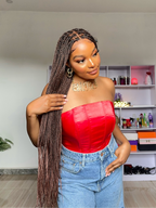 36" Pre Bleached Human Hair HD Lace Lightweight Knotless Box Braided Wig 100 Strands