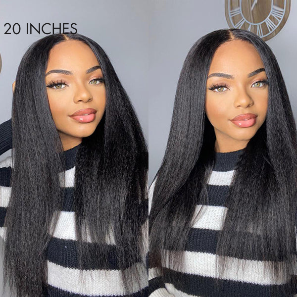 Natural Kinky Straight Glueless 5x5 / 13x4 HD Lace Long Wig 100% Human Hair