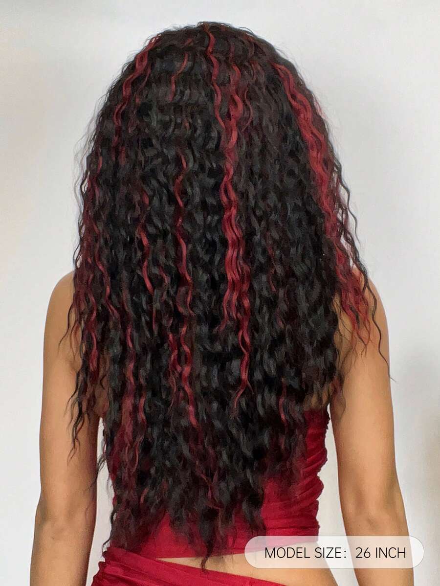 26 "Curly Hair Band Female Wig Wavy Black Wig With Headband Synthetic Woven Chemical Fiber Long Curly Hair Wig For Everyday Use And Halloween, Cosplay, Christmas, Fashion Girls.