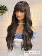 13x6 Glueless Wig Straight With Drawstring Natural Black Human Hair Wig Long Curly Wigs With Bangs Black Wavy Wigs