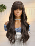 13x6 Glueless Wig Straight With Drawstring Natural Black Human Hair Wig Long Curly Wigs With Bangs Black Wavy Wigs