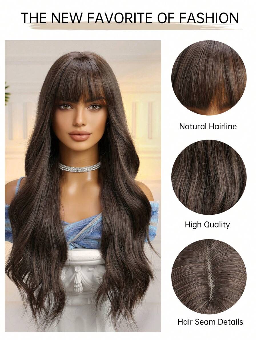 13x6 Glueless Wig Straight With Drawstring Natural Black Human Hair Wig Long Curly Wigs With Bangs Black Wavy Wigs