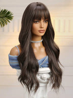 13x6 Glueless Wig Straight With Drawstring Natural Black Human Hair Wig Long Curly Wigs With Bangs Black Wavy Wigs