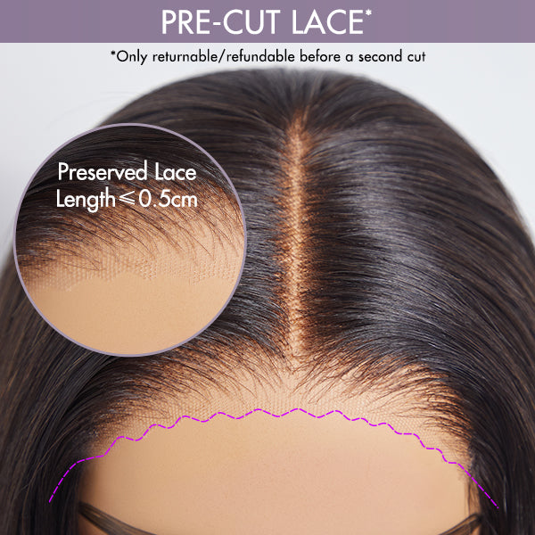 Green Highlight Silky Straight Glueless 5x5 Closure Lace Wig