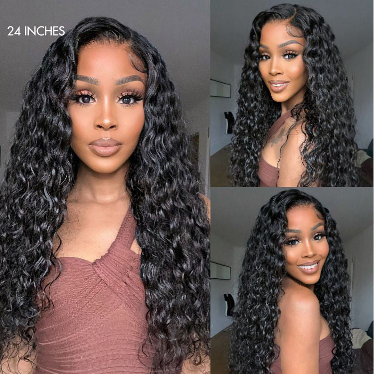 Breathable Cap Deep Left C Part Water Wave Glueless 5x5 Closure HD Lace Wig - US Only