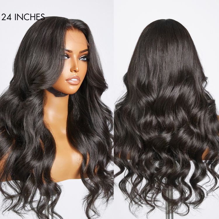 Loose Body Wave Glueless 5x5 Upgraded Lace Front Mid Part Long Wig