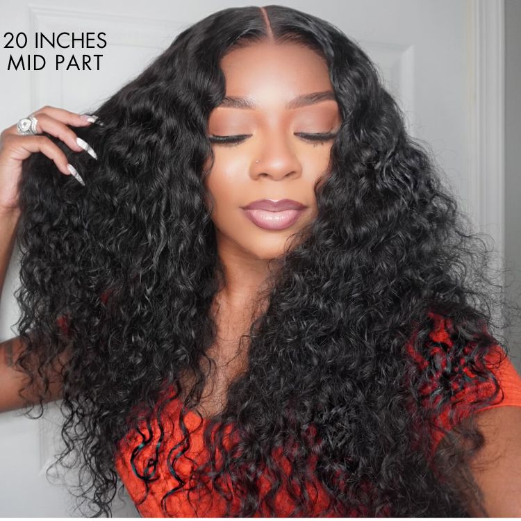 Breathable Cap Deep Left C Part Water Wave Glueless 5x5 Closure HD Lace Wig - US Only