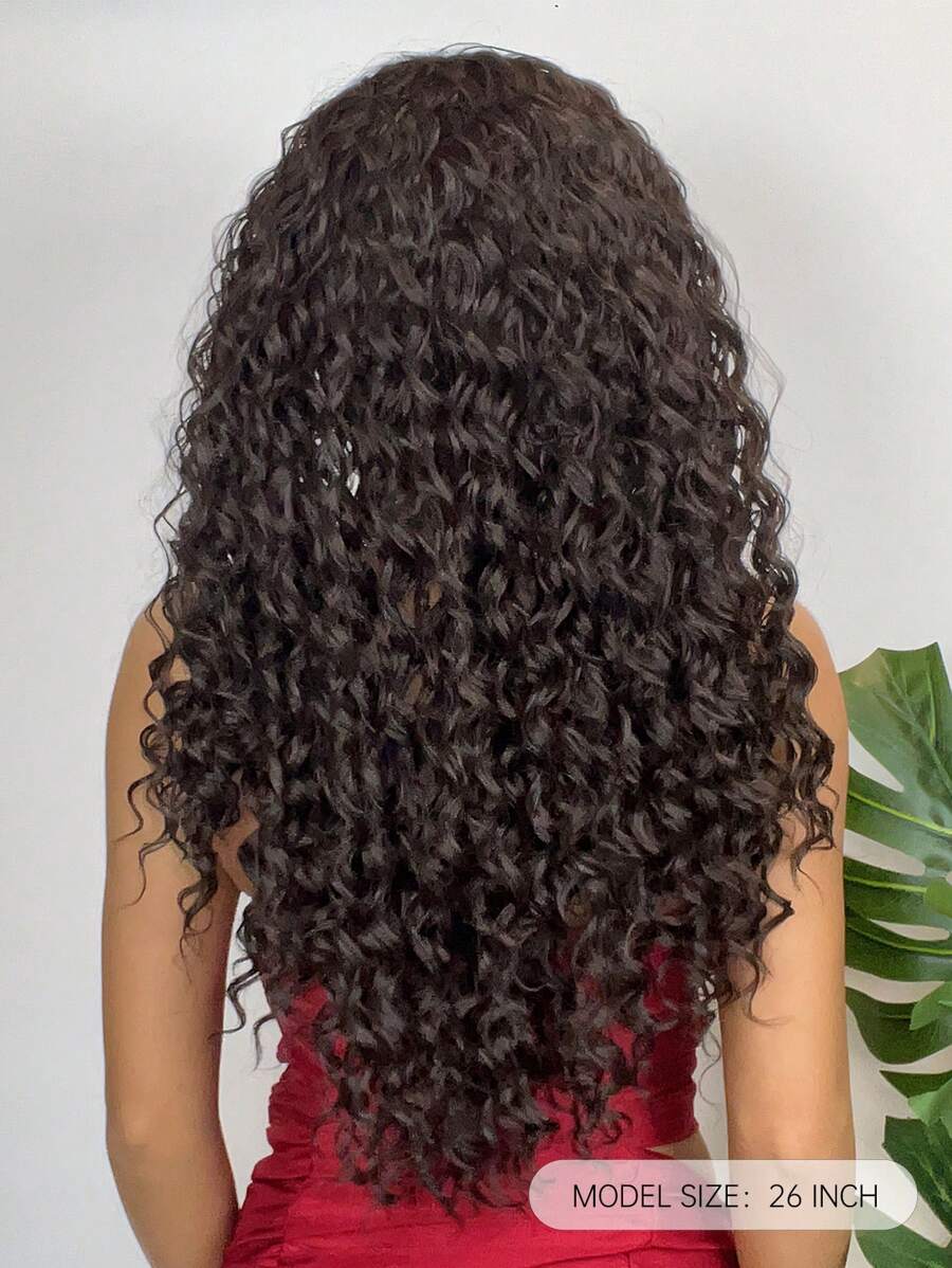 26 "Curly Hair Band Female Wig Wavy Black Wig With Headband Synthetic Woven Chemical Fiber Long Curly Hair Wig For Everyday Use And Halloween, Cosplay, Christmas, Fashion Girls.
