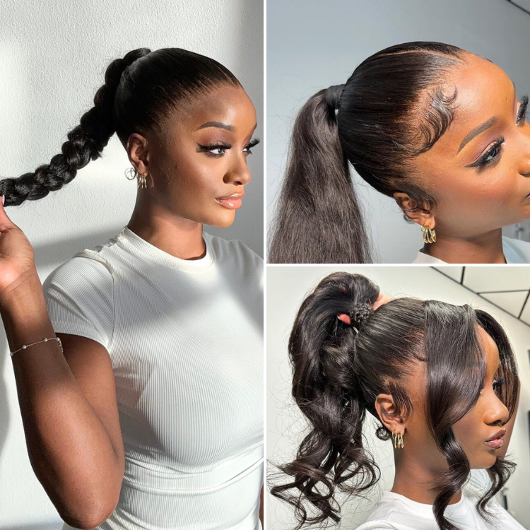 Classy Natural Black Body Wave Free Parting Half Up Half Down Wig Invisi Drawstring Cap Pre-cut Lace