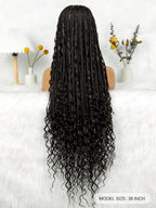 Bohemian Style Box Braided Curly Synthetic Lace Front Wig Goddess Braids Wig Burgundy Bohemian Box Braided Wig