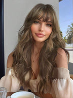 13x6 Glueless Wig Straight With Drawstring Natural Black Human Hair Wig Long Curly Wigs With Bangs Black Wavy Wigs